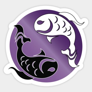 Yin and Yang Tribal style fish, purple Sticker